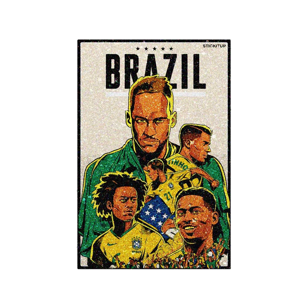 Brazil Football Fan Glitter Sticker